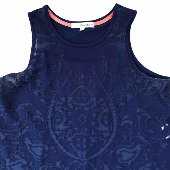 Y2k Rewind Burnout Sheer Top Womens Size M Sleeveless Saphire Blue Whimsigoth - Picture 1 of 12